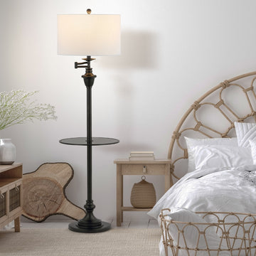 Cora 60" Metal/Glass LED Side Table and Floor Lamp